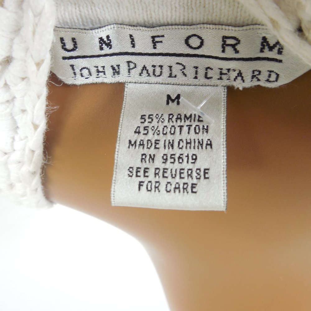 JOHN PAUL RICHARD Top M Heavy Crochet Crop Shirt w/Attached Knit Tank Casual - Picture 9 of 11